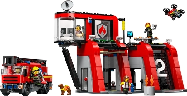 Конструктор LEGO City Пожежне депо з пожежною машиною, 843 деталі (60414) - Pampik - 3