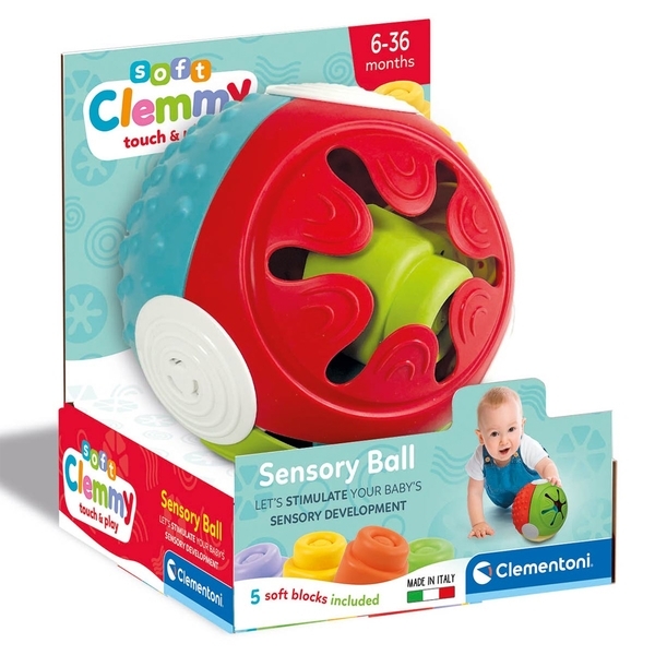 Развивающая игрушка-сортер Clementoni Сенсорный мячик Soft Clemmy (17689) - Pampik - 9