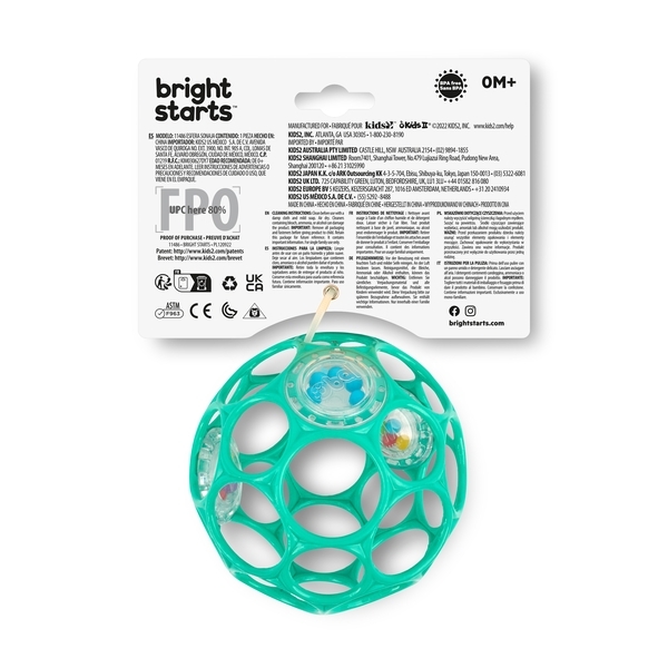 Іграшка-брязкальце Bright Starts Oball Rattle, блакитний (11486) - Pampik - 4