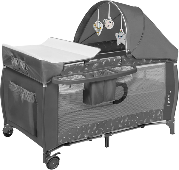 Ліжечко-манеж Lionelo Sven Plus Grey Concrete, сірий (LO-SVEN PLUS GREY CONCRETE) - Pampik