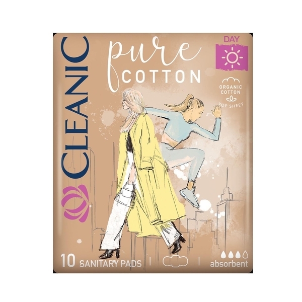 Гігієнічні денні прокладки Cleanic Pure Cotton, 10 шт. - Pampik