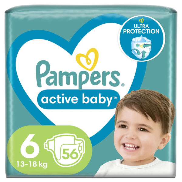 Підгузки на липучках Pampers Active Baby 6 (13-18 кг), 56 шт. - Pampik
