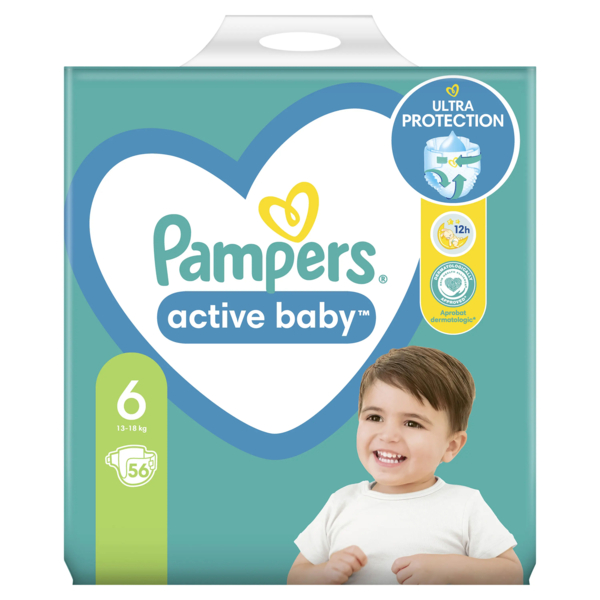 Підгузки на липучках Pampers Active Baby 6 (13-18 кг), 56 шт. - Pampik - 2