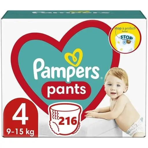 Підгузки-трусики Pampers Pants 4 (9-15 кг), 216 шт. - Pampik