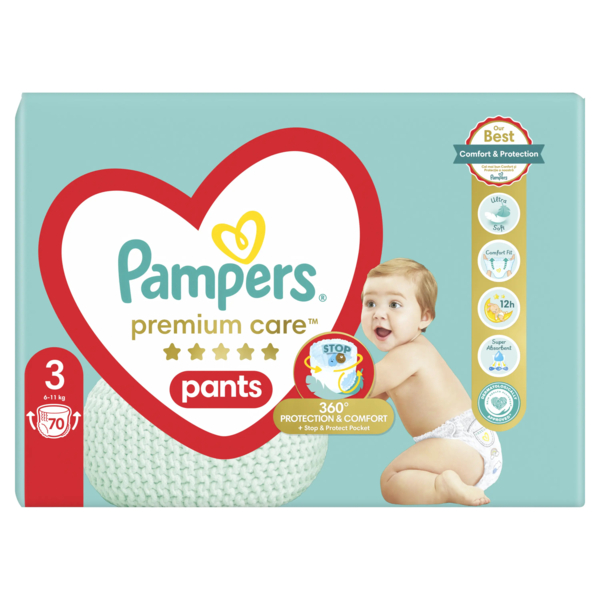 Підгузки-трусики Pampers Premium Care Pants 3 (6-11 кг), 70 шт. - Pampik - 2