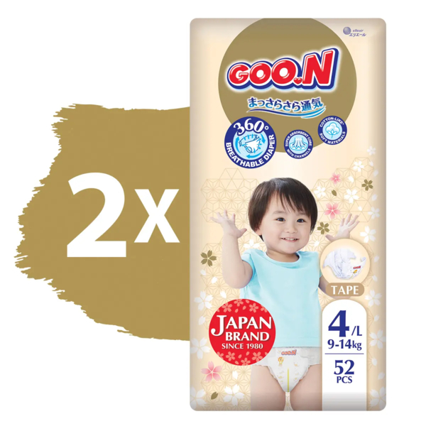 Підгузки на липучках Goo.N Premium Soft 4/L (9-14 кг), 104 шт. - Pampik - 2