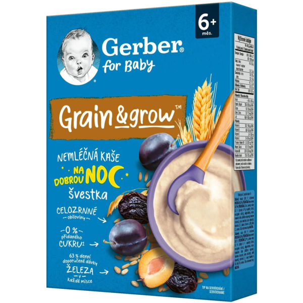 Безмолочна каша Gerber Вівсяно-пшенична з чорносливом, 200 г - Pampik - 2