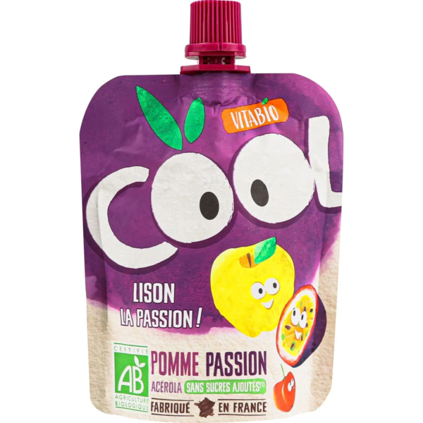 Органическое пюре Vitabio Cool Fruits с яблоком и маракуей, 90 г - Pampik