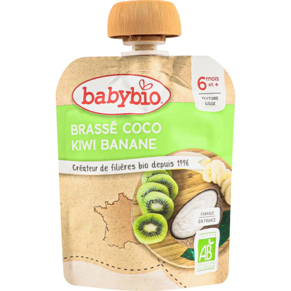 Органічне пюре Babybio з кокосового молока з бананом та ківі, 85 г - Pampik