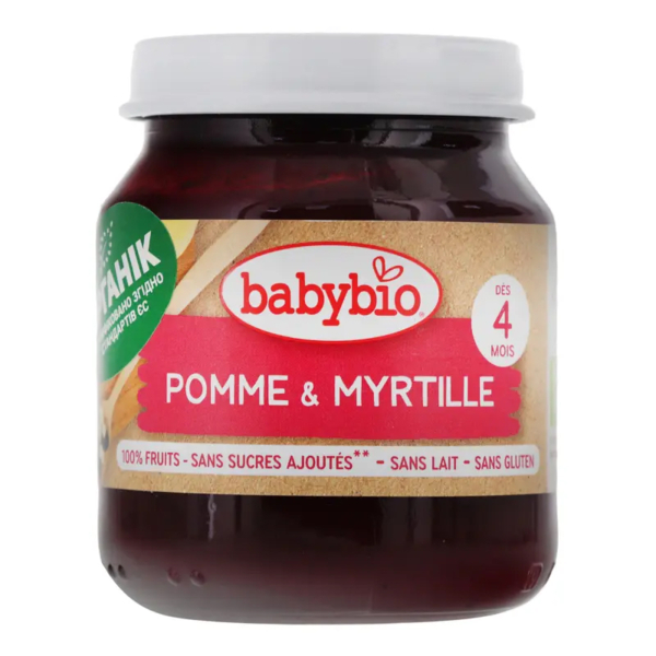 Пюре органическое Babybio из яблока и черники, 130 г - Pampik
