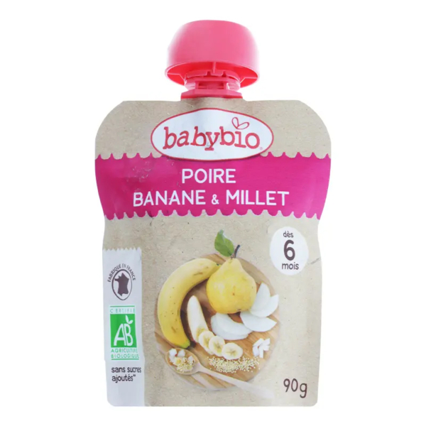 Пюре органическое Babybio из груши, банана и пшена, 90 г - Pampik