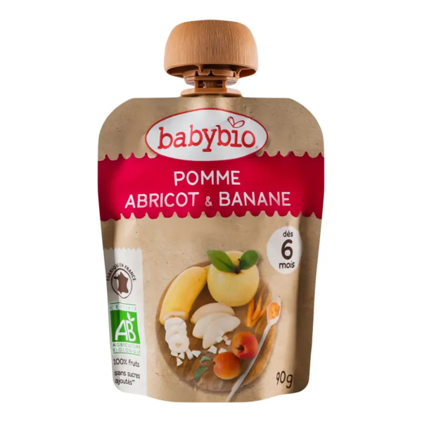 Пюре органическое Babybio из яблока, абрикоса и банана, 90 г - Pampik