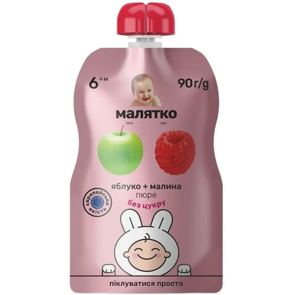 Пюре Малятко Pouch Яблоко-малина, 90 г - Pampik