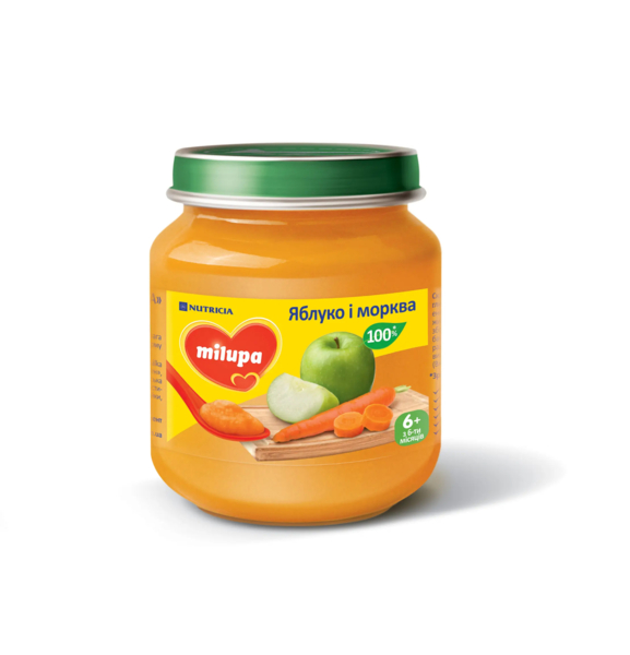 Фруктове пюре Milupa Яблуко та морква, 125 г - Pampik