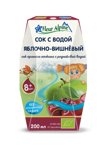 Сік Fleur Alpine із джерельною водою Яблуко-вишня, 200 мл - Pampik