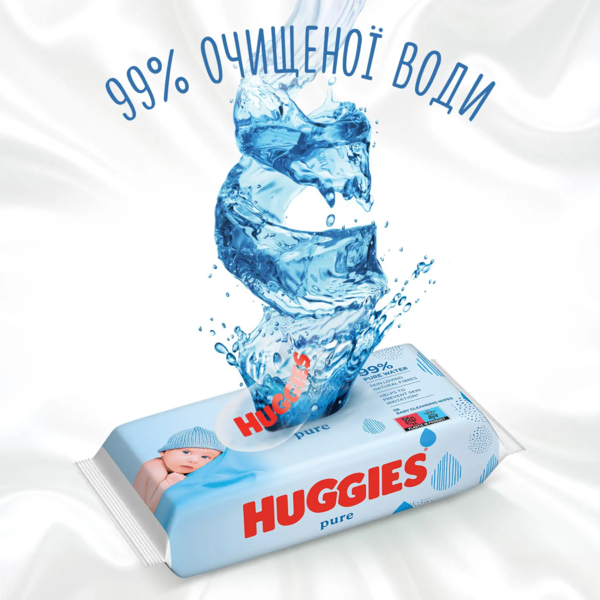Вологі серветки Huggies Pure, 224 шт. (4 уп. по 56 шт.) - Pampik - 7
