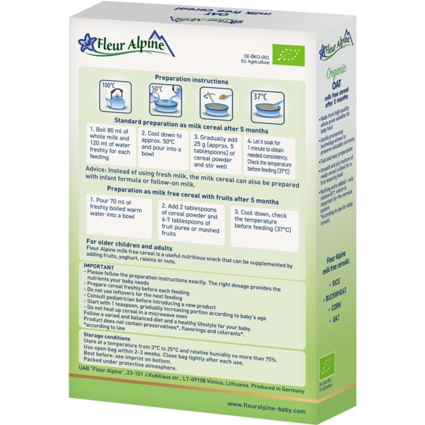 Каша безмолочная Fleur Alpine Organic Овсяная, 175 г - Pampik - 2