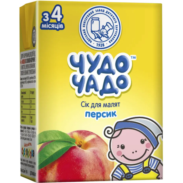 Сок Чудо-Чадо Персик с мякотью, сахаром и витамином С, 200 мл - Pampik