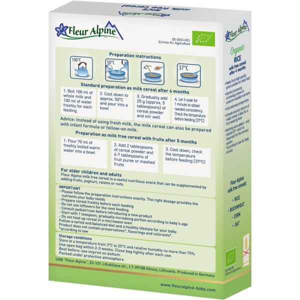 Каша безмолочна Fleur Alpine Organic Рисова, 175 г - Pampik - 2