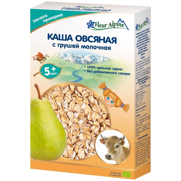 Каша молочна Fleur Alpine Organic Вівсяна з грушею 200 г - Pampik