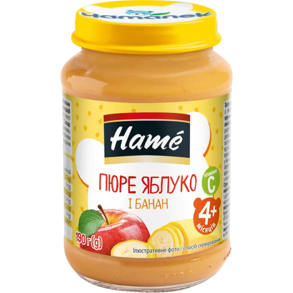 Фруктове пюре Hame Яблуко та банан, 190 г - Pampik