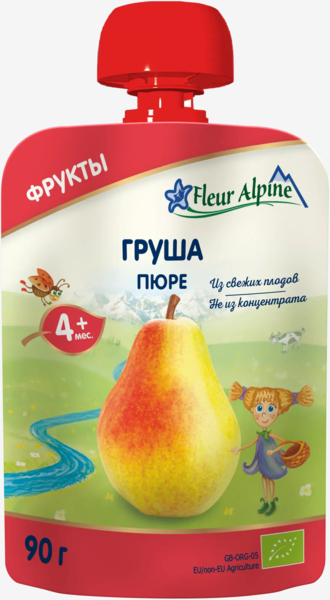 Фруктовое пюре Fleur Alpine Pouch Органик Яблоко и чернослив, 90 г - Pampik