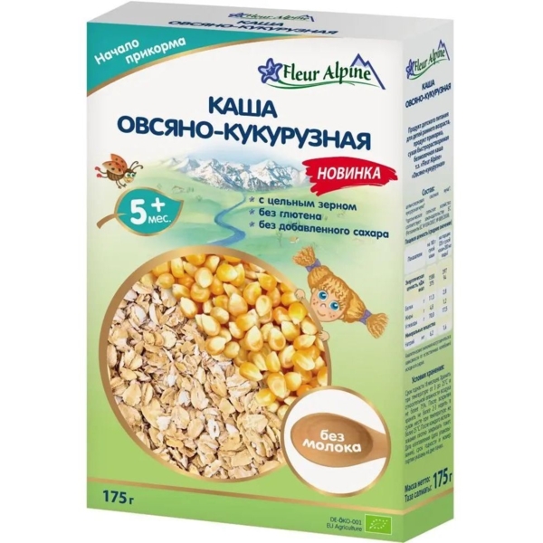 Безмолочна каша Fleur Alpine Вівсяно-кукурудзяна, 175 г - Pampik