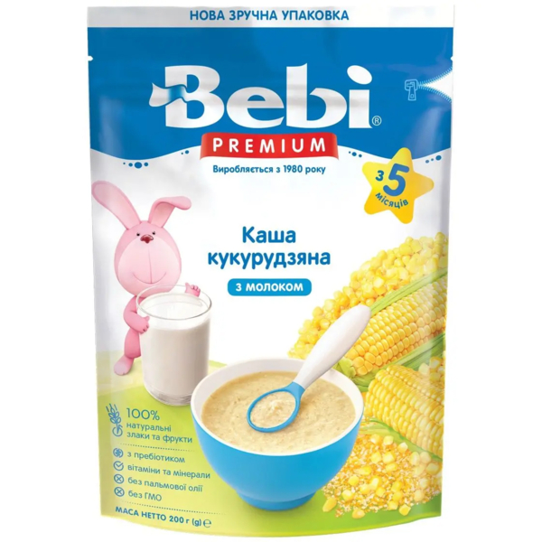 Молочна каша Bebi Premium Кукурудзяна, 200 г - Pampik