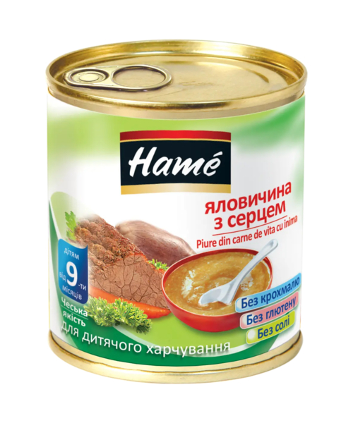 М'ясне пюре Hame Яловичина з серцем, 100 г - Pampik