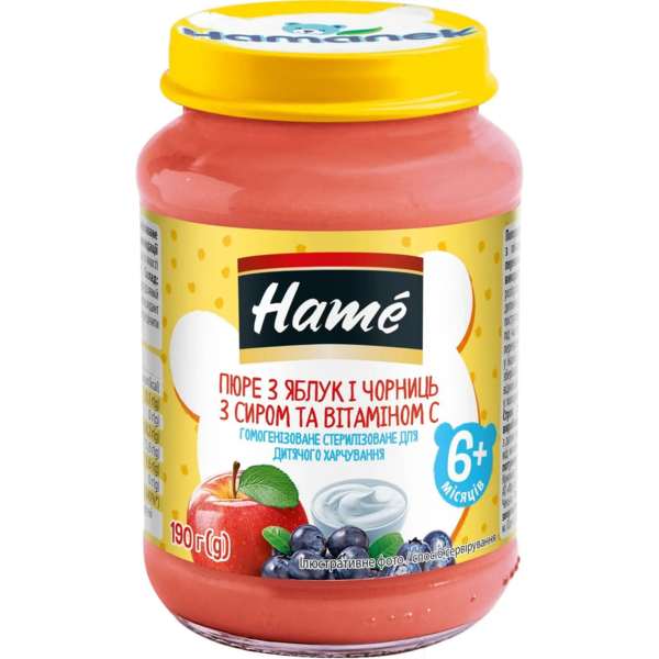 Пюре Hame Яблуко та чорниця з сиром, 190 г - Pampik