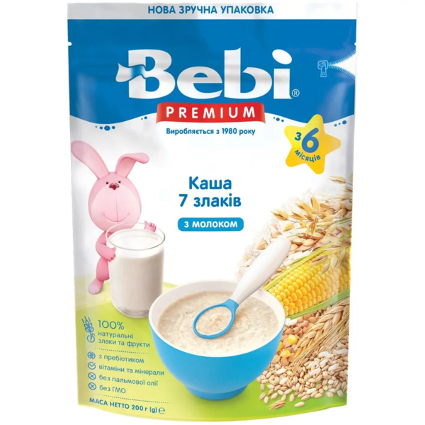 Молочна каша Bebi Premium 7 злаків, 200 г - Pampik