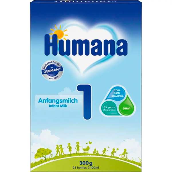 Суха молочна суміш Humana 1 з пребіотиками, LC PUFA та нуклеотидами, 300 г - Pampik