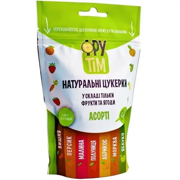 Натуральні цукерки Фрутім Асорті, 120 г - Pampik
