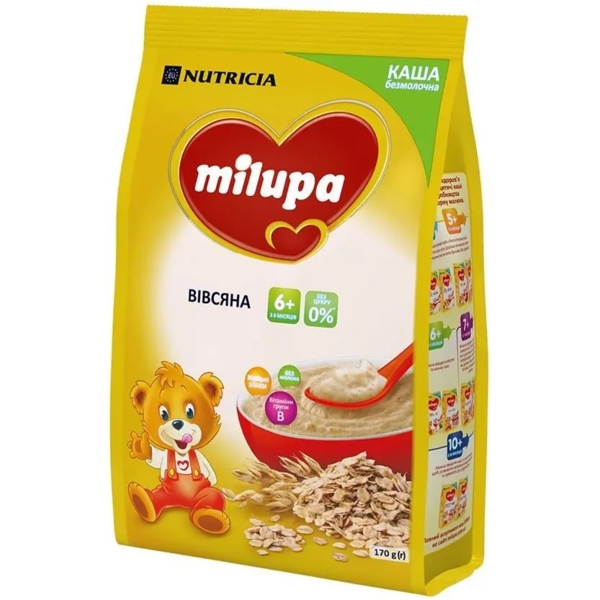 Безмолочная каша Milupa Овсяная, 170 г - Pampik