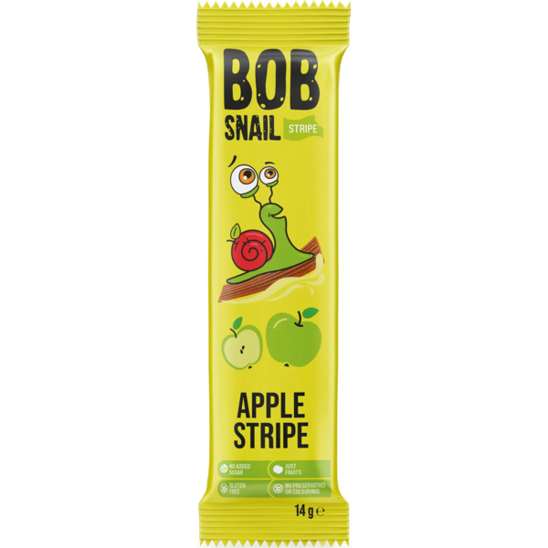 Цукерка фруктова Bob Snail Яблучний страйп, 14 г - Pampik