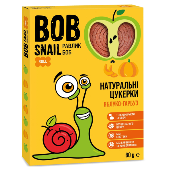 Натуральные конфеты Bob Snail Улитка Боб Яблоко и Тыква, 60 г - Pampik