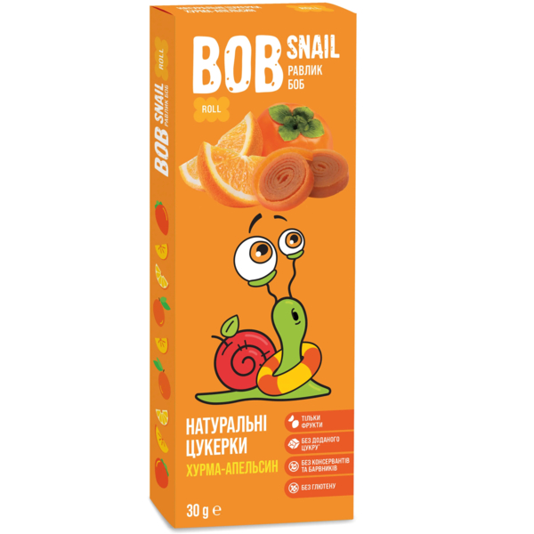 Фруктовые конфеты Bob Snail из Хурмы и Апельсина, 30 г - Pampik