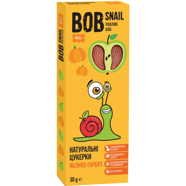 Фруктові цукерки яблучно-гарбузові Bob Snail, 30 г - Pampik