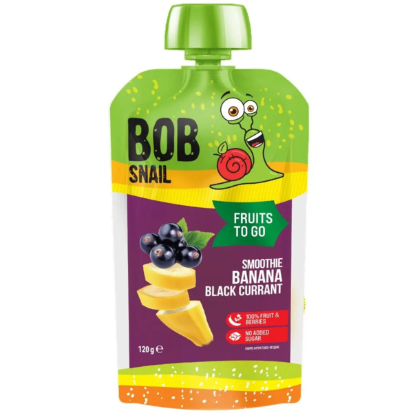 Пюре фруктовое Bob Snail Смузи Банан-Черная смородина пастеризованное, 120 г - Pampik