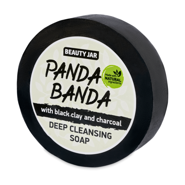 Очищувальне мило Beauty Jar Panda Banda, з чорною глиною і деревним вугіллям, 80 г - Pampik