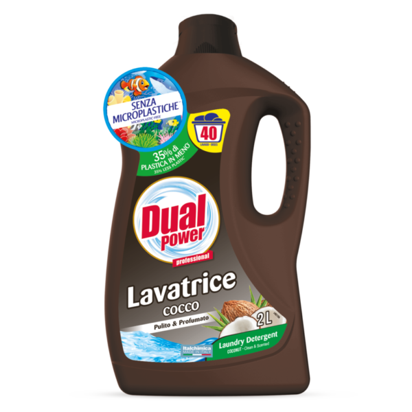Концентрированное жидкое средство для стирки Dual Power Кокос, для белых и цветных тканей, 2 л - Pampik
