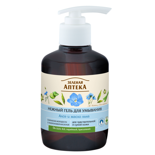 Гель для вмивання Зелена Аптека Алое та олія льону, 270 мл - Pampik
