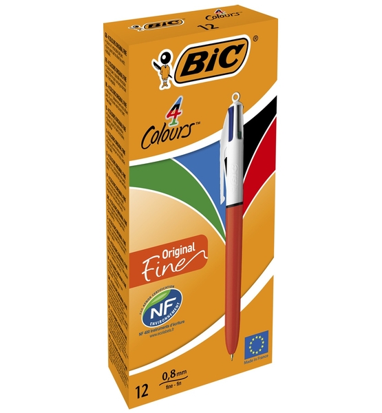 Ручка шариковая BIC 4 Colours Original Fine, 1 мм, 4 цвета, 12 шт. (982867) - Pampik