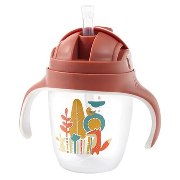 Поїльник-непроливайка BabyOno з обтяженою соломкою та герметичною кришкою, 6+, 240 мл, світло-коричневий (1464/01) - Pampik