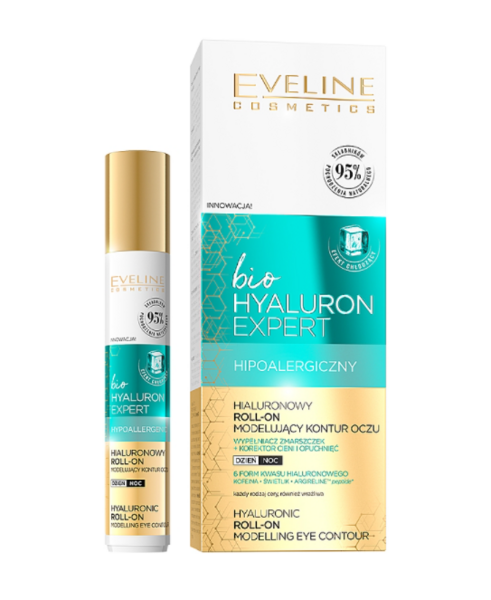 Роликовый гель для кожи вокруг глаз Eveline bio Hyaluron Expert, гипоаллергенный, 15 мл (B15BHEOR) - Pampik