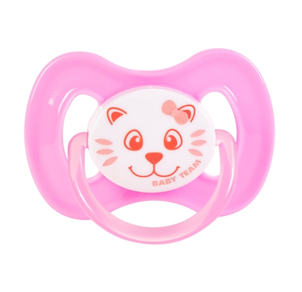 Пустушка силіконова Baby Team, вишнеподібної форми, 0-6 міс., рожевий (3003) - Pampik