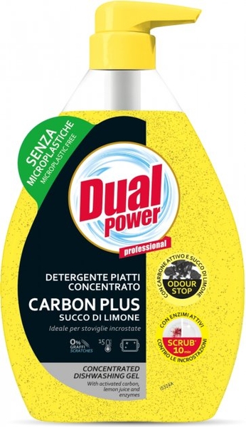 Гель для мытья посуды концентрованный Dual Power Carbon Plus Lemon, 600 мл - Pampik