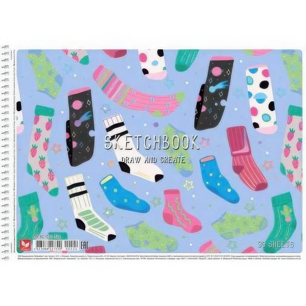 Альбом для малювання Школярик Різнокольорові шкарпетки 30 аркушів (PB-SC-030-524) - Pampik