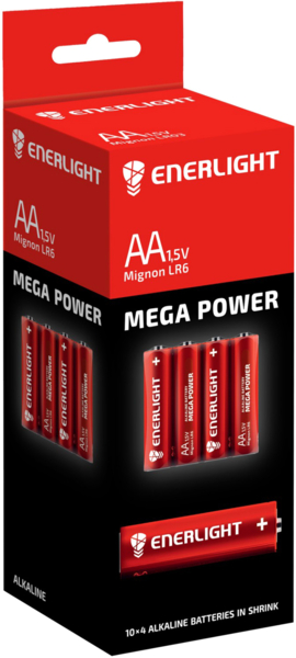 Батарейки Enerlight Mega Power AA, 40 шт. (90060204R) - Pampik