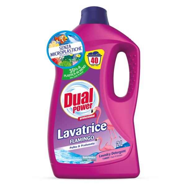 Концентрований рідкий засіб для прання білих та кольорових речей Dual Power Фламінго, 2 л - Pampik